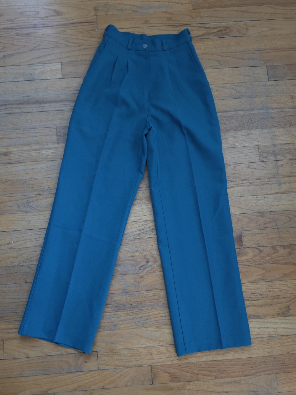 1970s Maritza Fashions Bell California Vintage Teal High-Waist Pleated Trousers